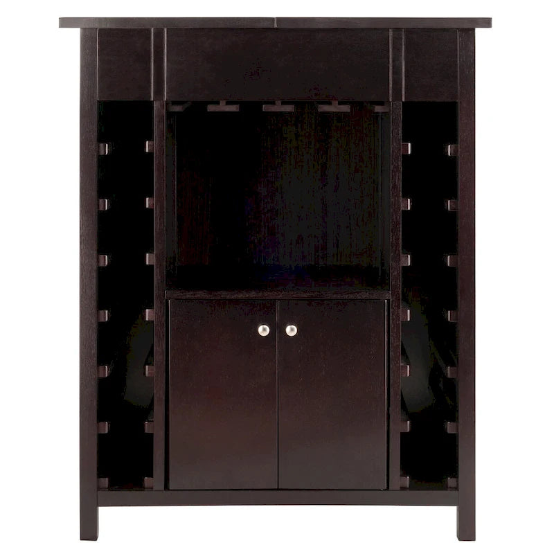 Mobiletto portabottiglie, piano espandibile, espresso - 29,92 x 17,32 x 37,01 pollici