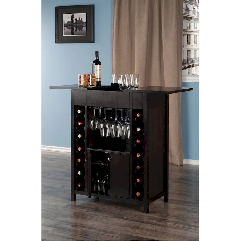 Mobiletto portabottiglie, piano espandibile, espresso - 29,92 x 17,32 x 37,01 pollici