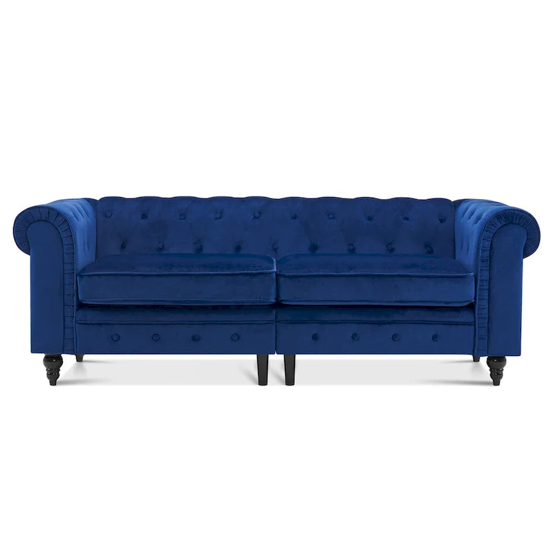 Divano da ufficio piccolo Ivinta, divano Chesterfield con lavorazione capitonné in velluto, divano vintage di metà secolo