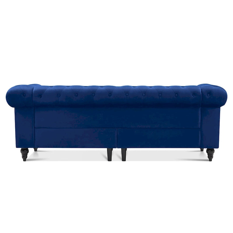 Divano da ufficio piccolo Ivinta, divano Chesterfield con lavorazione capitonné in velluto, divano vintage di metà secolo