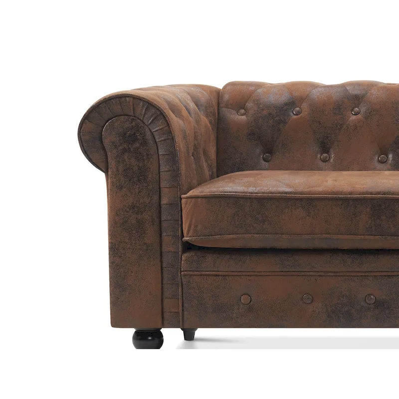 Divano da ufficio piccolo Ivinta, divano Chesterfield con lavorazione capitonné in velluto, divano vintage di metà secolo