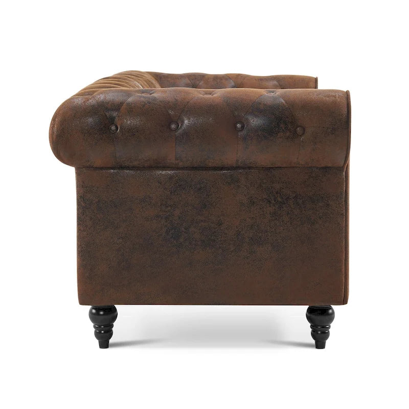 Divano da ufficio piccolo Ivinta, divano Chesterfield con lavorazione capitonné in velluto, divano vintage di metà secolo