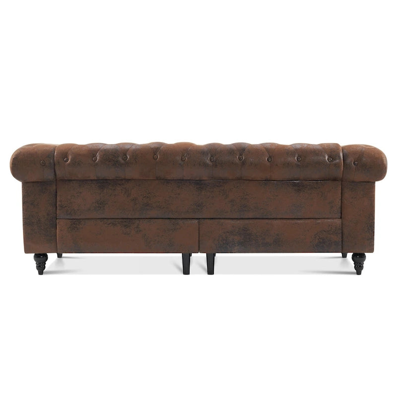 Divano da ufficio piccolo Ivinta, divano Chesterfield con lavorazione capitonné in velluto, divano vintage di metà secolo
