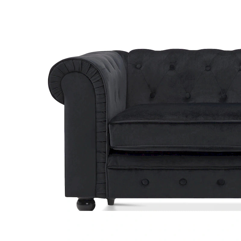 Divano da ufficio piccolo Ivinta, divano Chesterfield con lavorazione capitonné in velluto, divano vintage di metà secolo