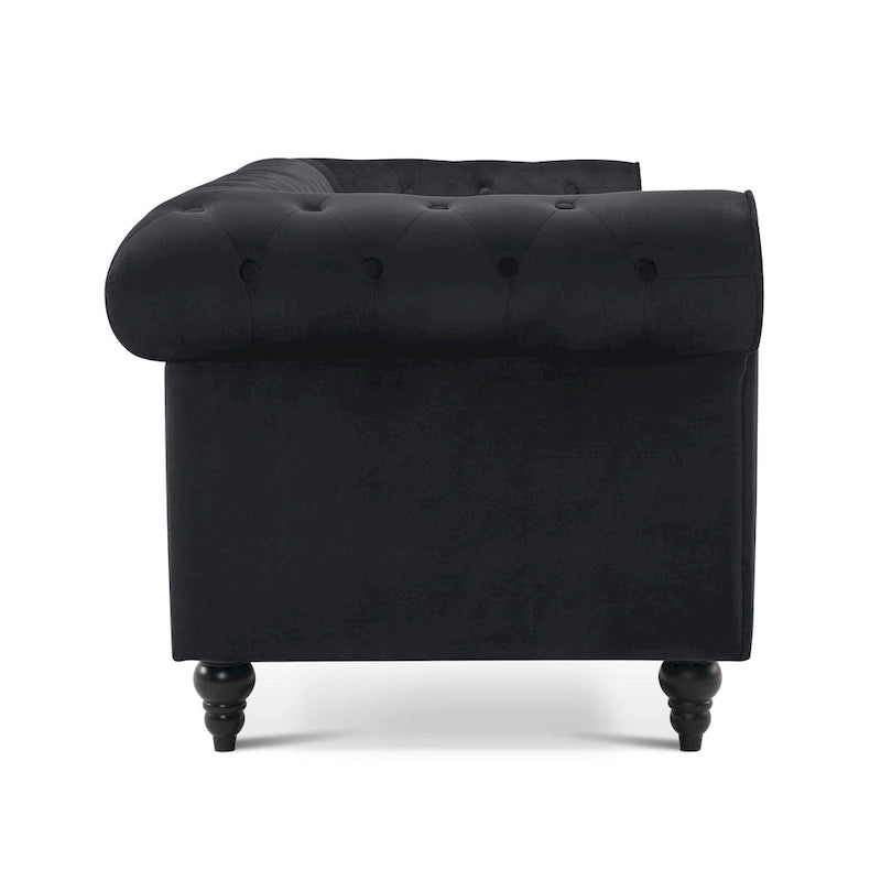 Divano da ufficio piccolo Ivinta, divano Chesterfield con lavorazione capitonné in velluto, divano vintage di metà secolo