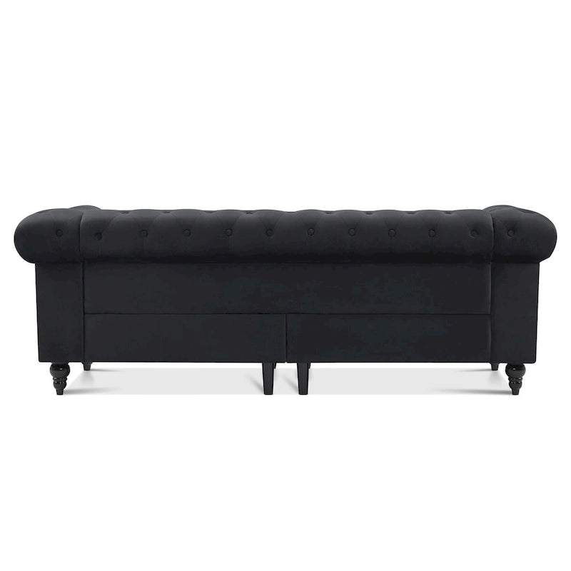Divano da ufficio piccolo Ivinta, divano Chesterfield con lavorazione capitonné in velluto, divano vintage di metà secolo