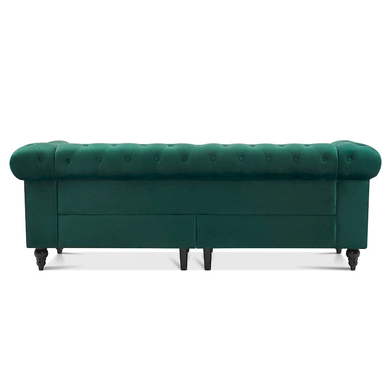 Divano da ufficio piccolo Ivinta, divano Chesterfield con lavorazione capitonné in velluto, divano vintage di metà secolo