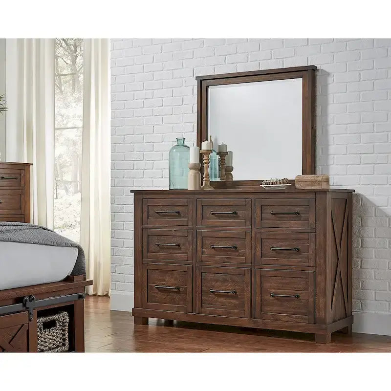 Set da camera da letto con contenitore in legno massello Simply Solid Shelba da 5 pezzi