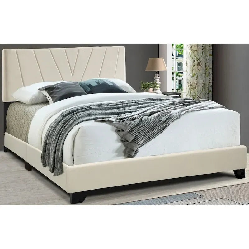 Letto imbottito color crema tutto in uno