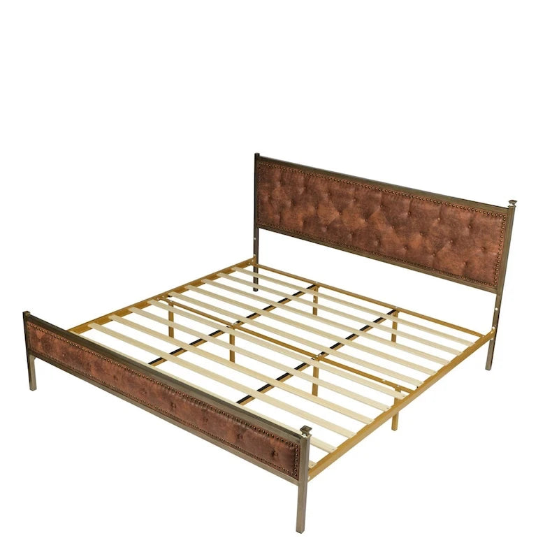Struttura letto imbottita HomyLin con testiera trapuntata, senza bisogno di box spring
