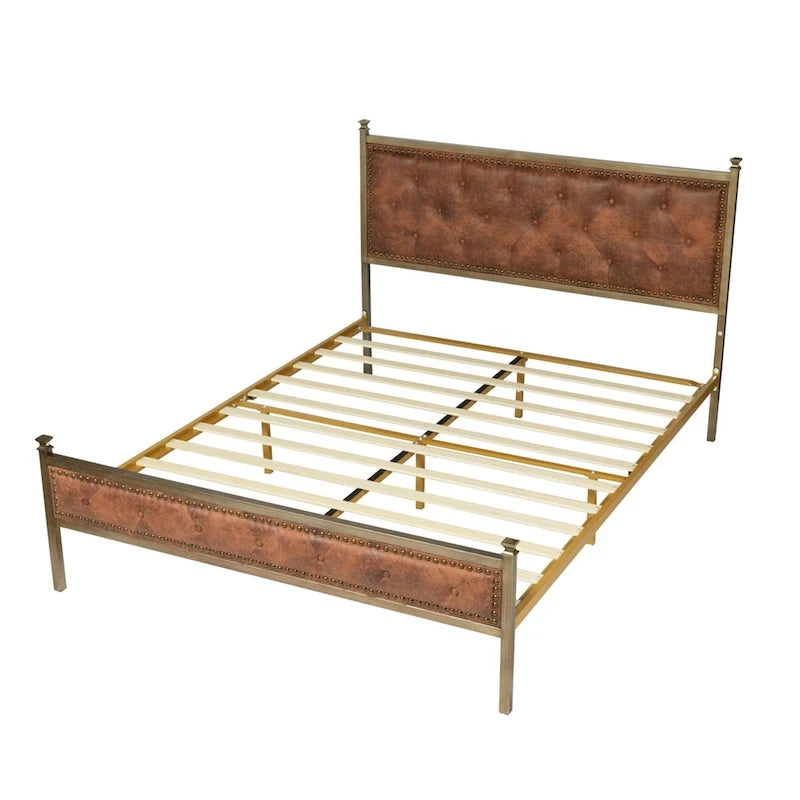 Struttura letto imbottita HomyLin con testiera trapuntata, senza bisogno di box spring