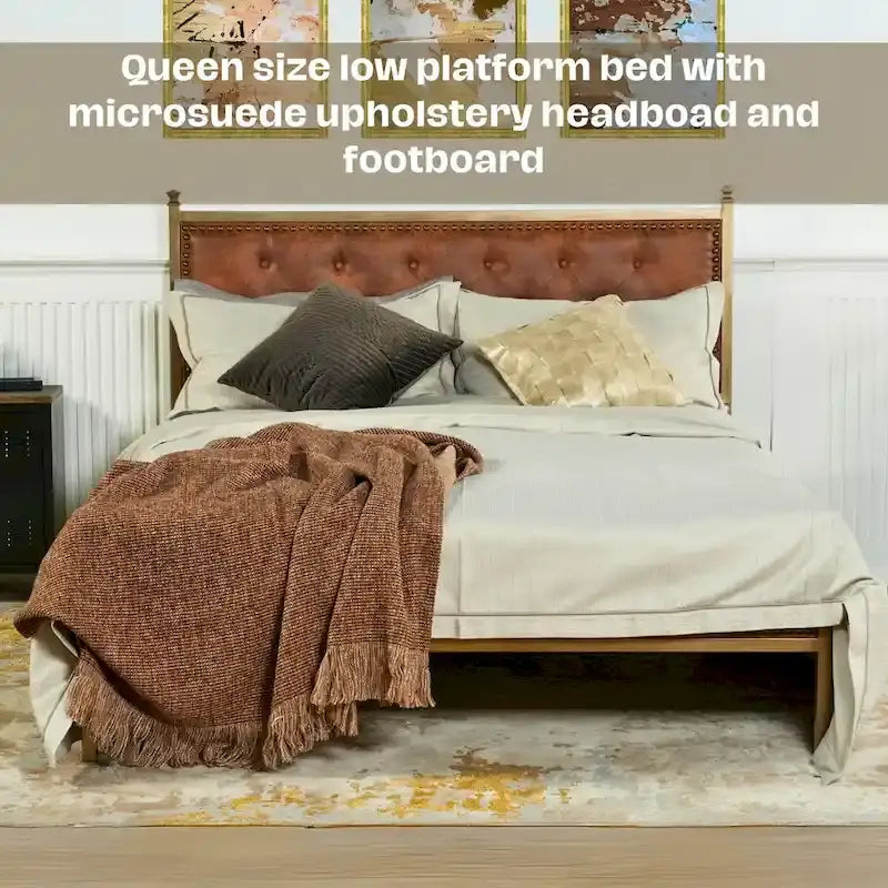 Struttura letto imbottita HomyLin con testiera trapuntata, senza bisogno di box spring