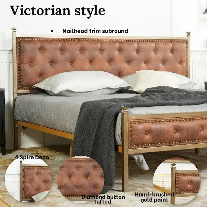 Struttura letto imbottita HomyLin con testiera trapuntata, senza bisogno di box spring