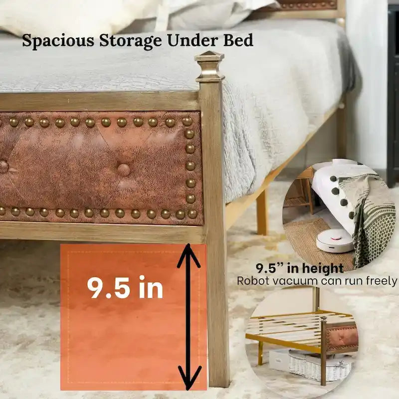 Struttura letto imbottita HomyLin con testiera trapuntata, senza bisogno di box spring