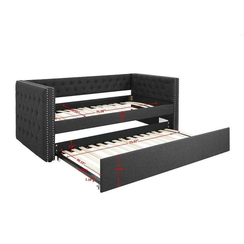 Divano letto imbottito con cassetti