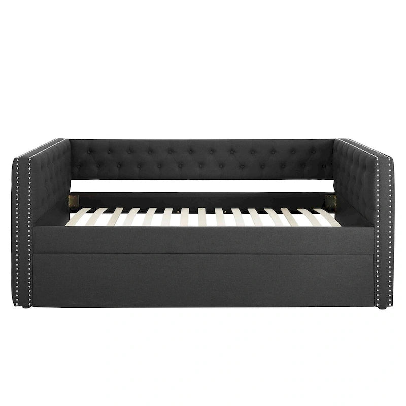 Divano letto imbottito con cassetti