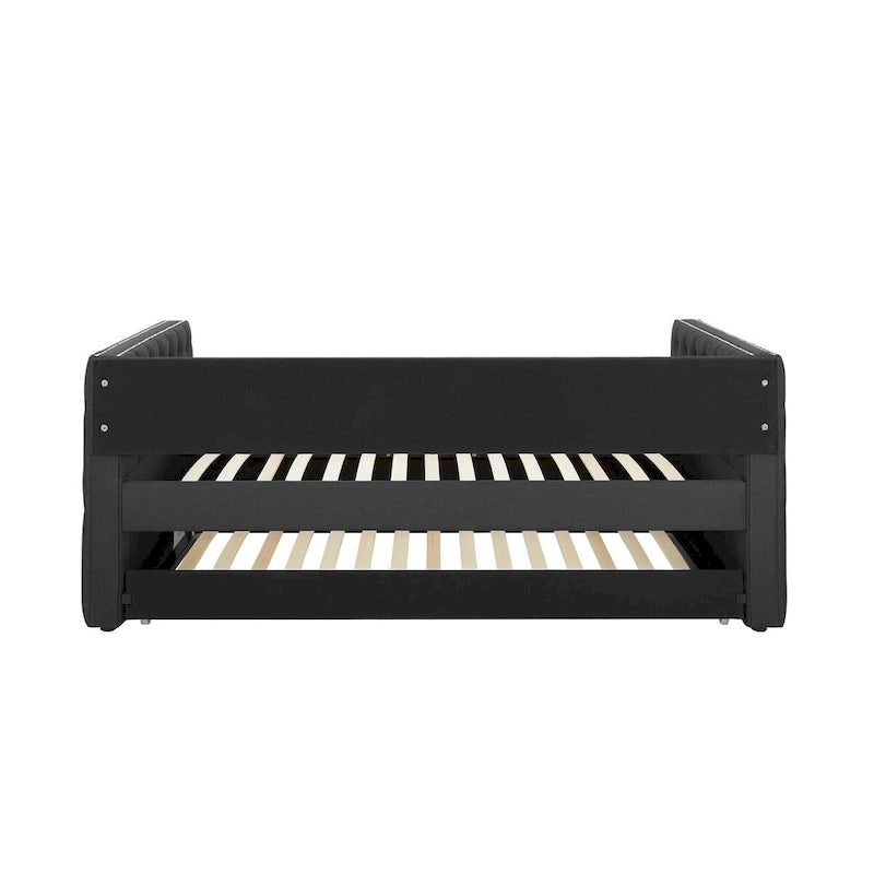 Divano letto imbottito con cassetti