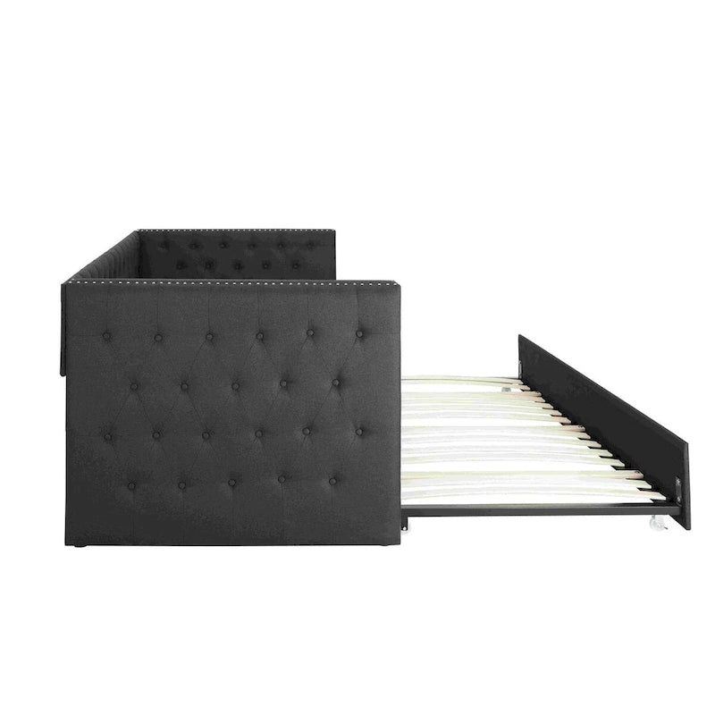 Divano letto imbottito con cassetti