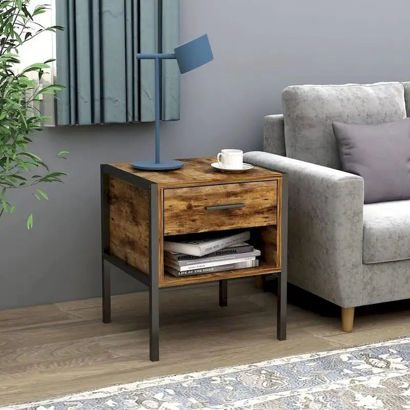 Comò rustico marrone a 6 cassetti o set di 2 comodini
