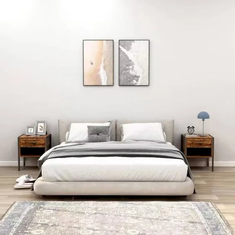 Comò rustico marrone a 6 cassetti o set di 2 comodini