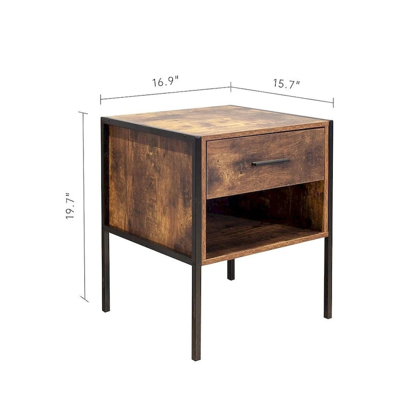 Comò rustico marrone a 6 cassetti o set di 2 comodini