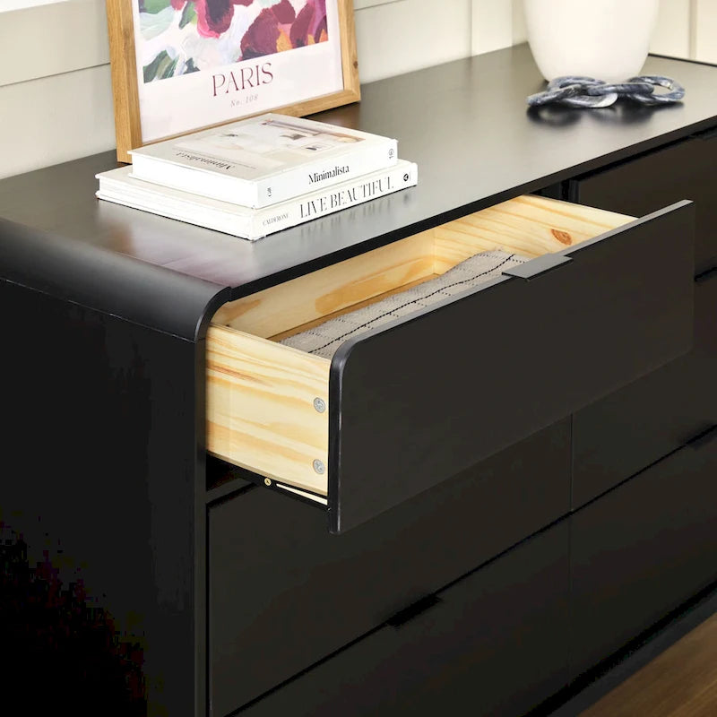 Cassettiera a 6 cassetti in legno massello con piano curvo Middlebrook