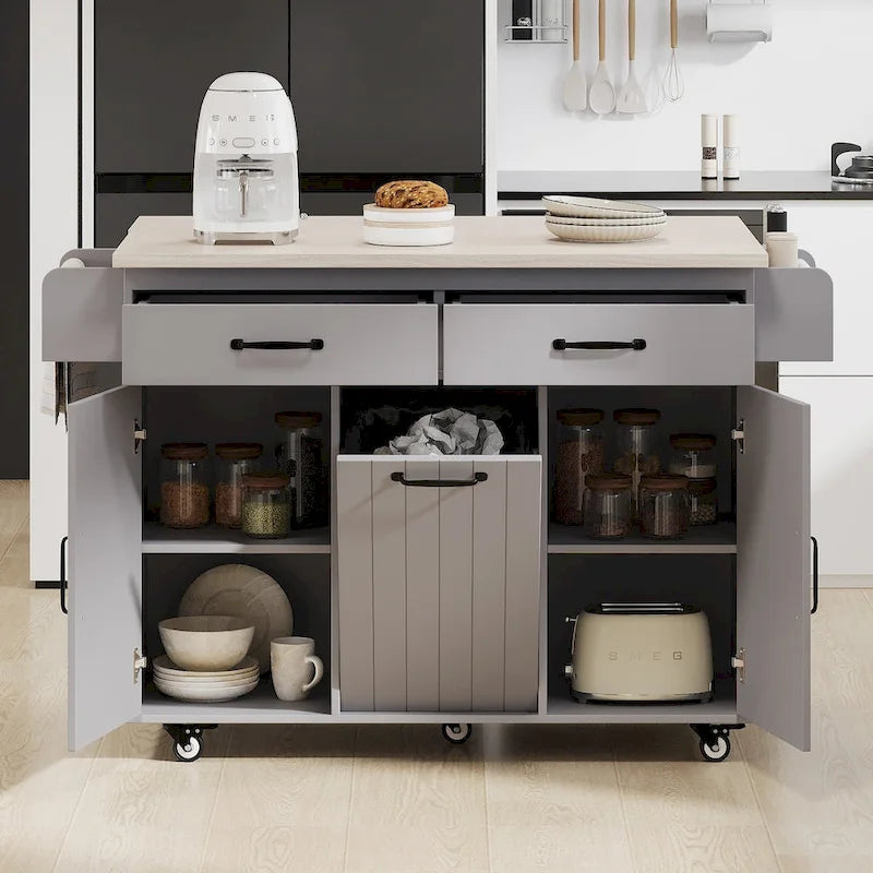 Isola da cucina con mobiletto porta-rifiuti