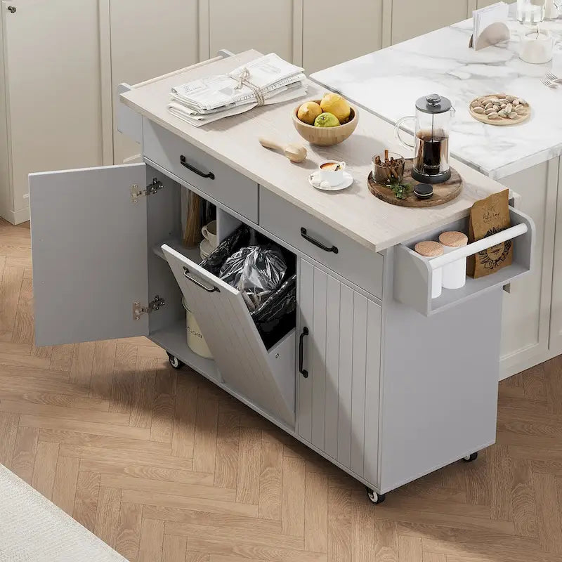 Isola da cucina con mobiletto porta-rifiuti