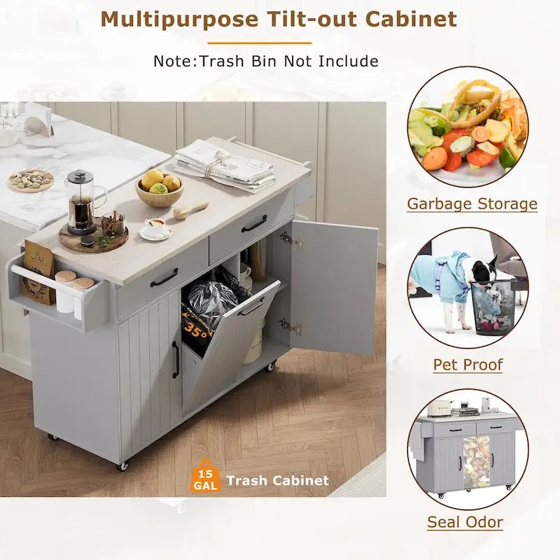 Isola da cucina con mobiletto porta-rifiuti