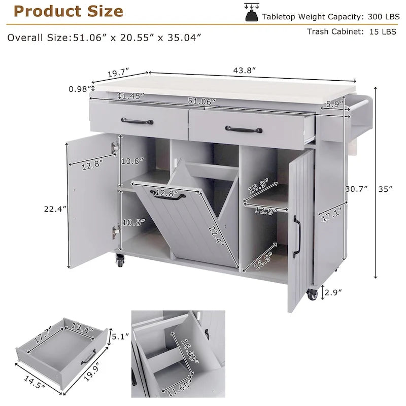 Isola da cucina con mobiletto porta-rifiuti