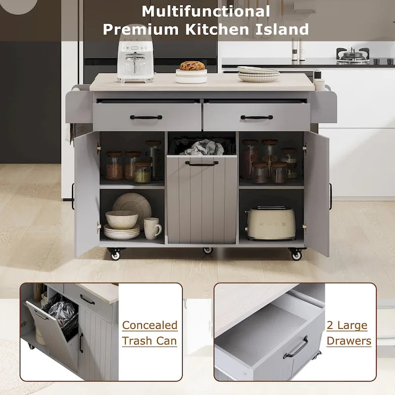 Isola da cucina con mobiletto porta-rifiuti