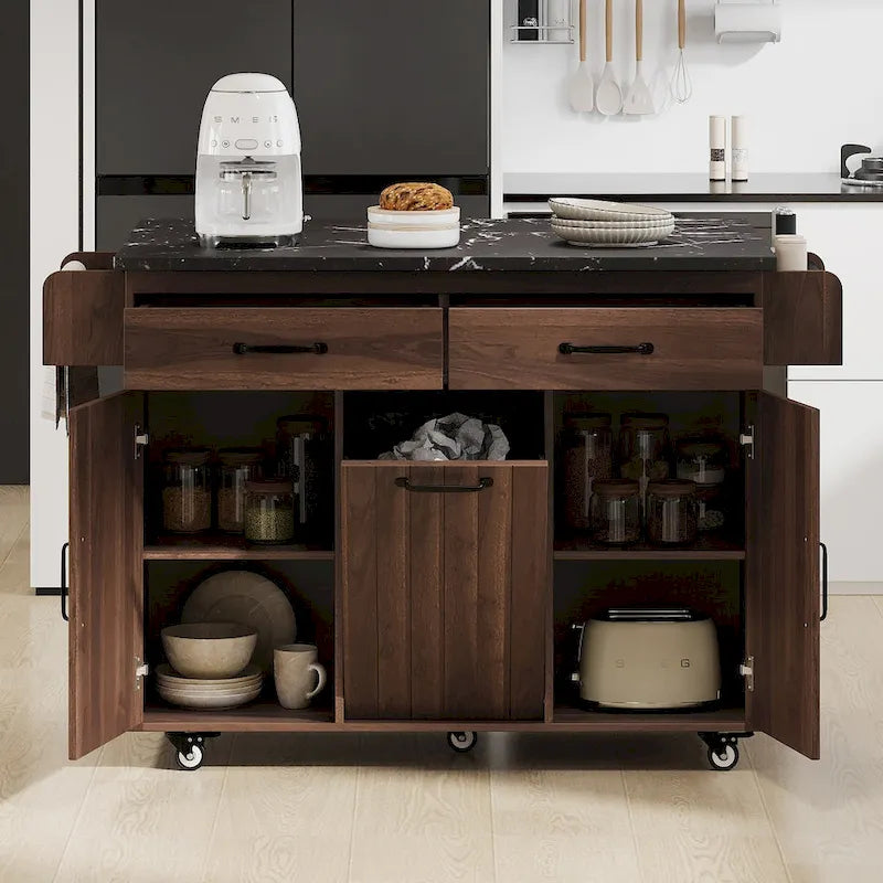Isola da cucina con mobiletto porta-rifiuti