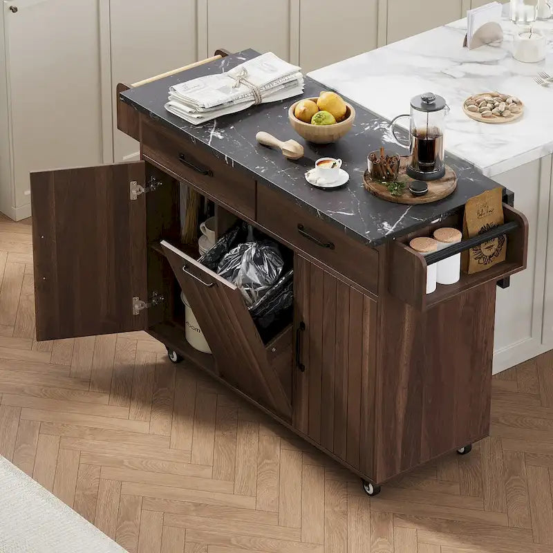 Isola da cucina con mobiletto porta-rifiuti