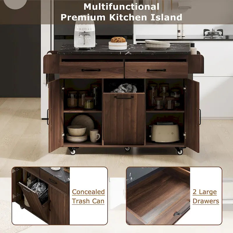 Isola da cucina con mobiletto porta-rifiuti