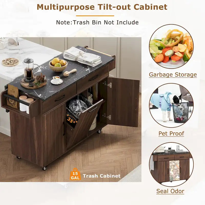 Isola da cucina con mobiletto porta-rifiuti