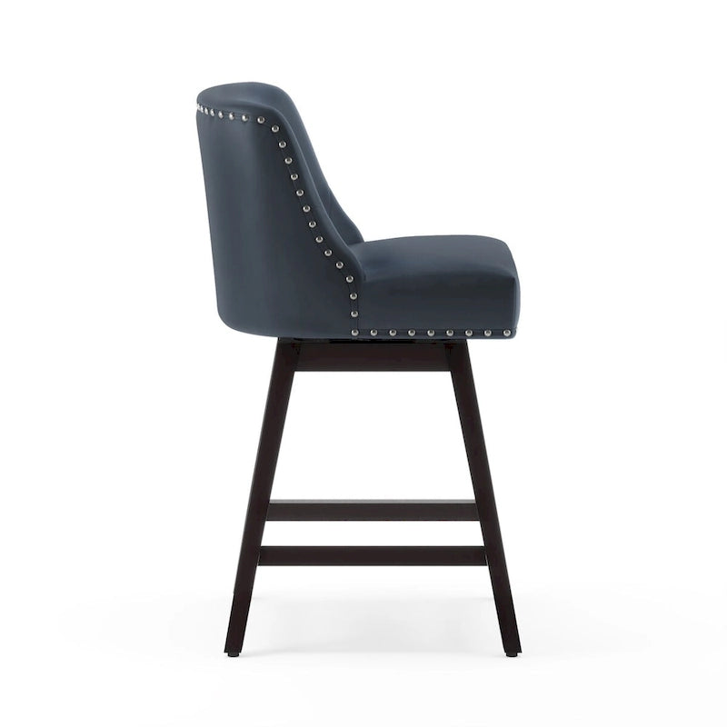Sgabello da bar girevole con struttura in legno imbottita e seduta in tessuto LUE BONA da 26 pollici, altezza bancone, set di 4 - 19,6 P x 19,6 L x 37 A