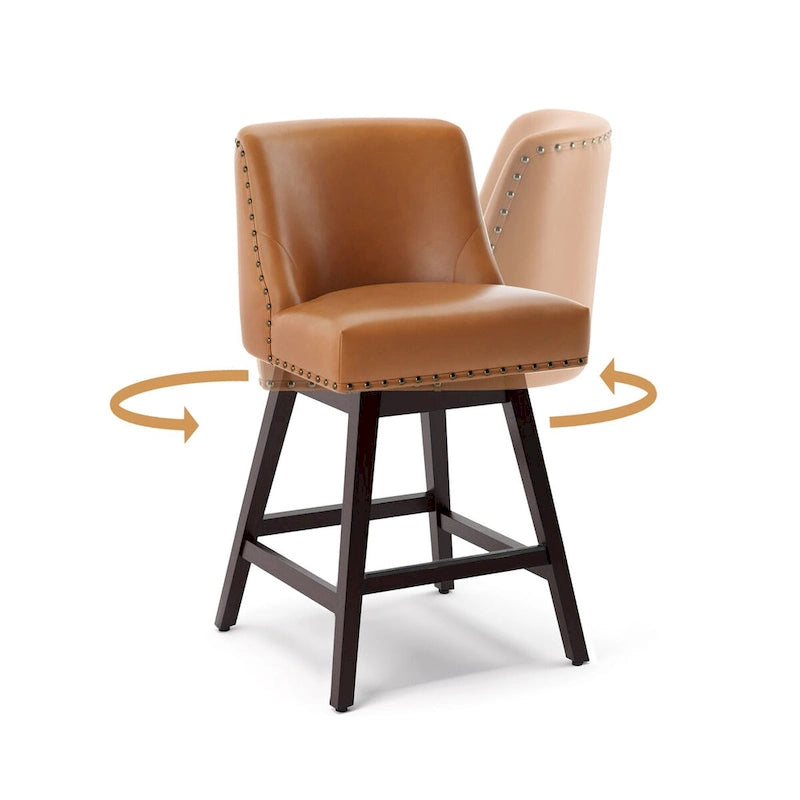 Sgabello da bar girevole con struttura in legno imbottita e seduta in tessuto LUE BONA da 26 pollici, altezza bancone, set di 4 - 19,6 P x 19,6 L x 37 A