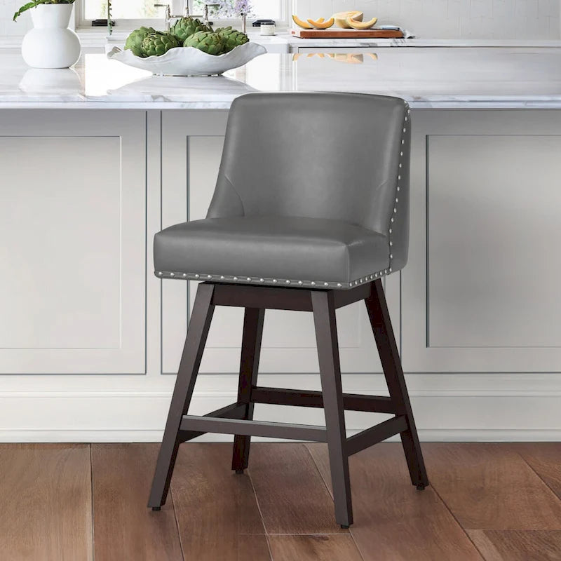Sgabello da bar girevole con struttura in legno imbottita e seduta in tessuto LUE BONA da 26 pollici, altezza bancone, set di 4 - 19,6 P x 19,6 L x 37 A