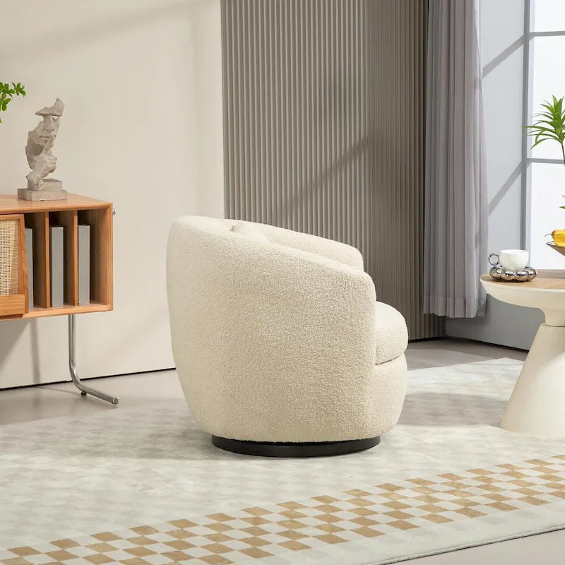 Poltrona girevole moderna a botte con contenitore
