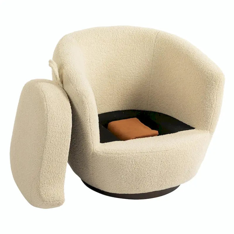 Poltrona girevole moderna a botte con contenitore