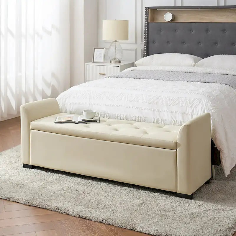 Laura Traditional 57.75 Wide Tufted Storage Bench by HULALA HOME