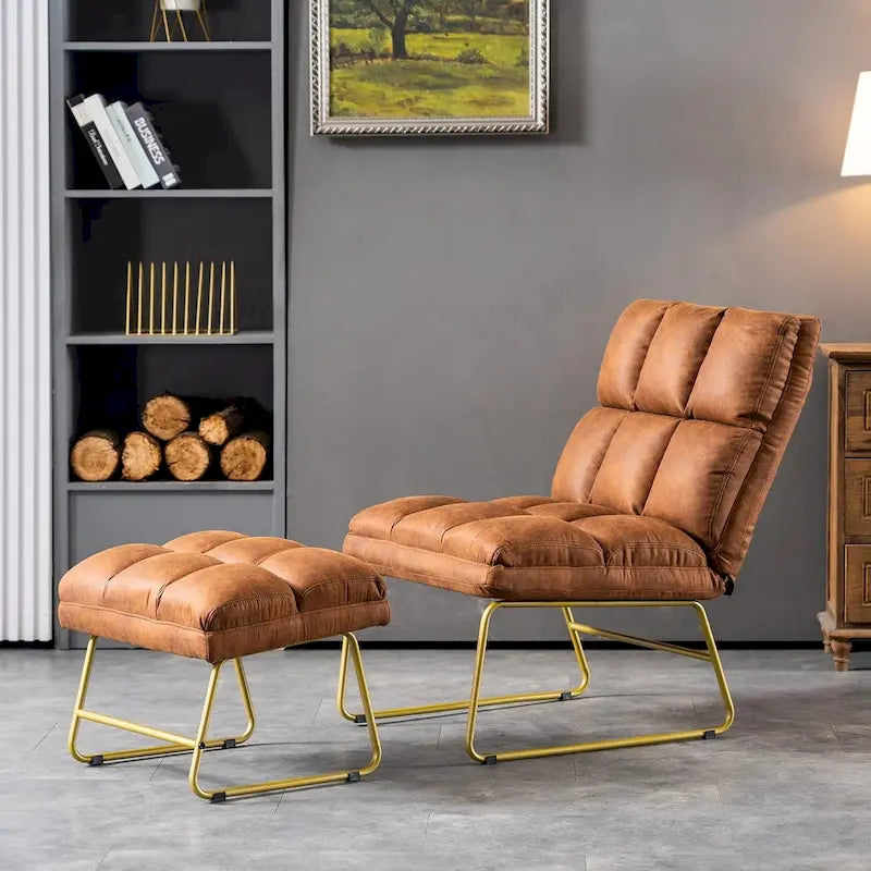 Poltrona Mcombo con pouf, divano lounge, 4013