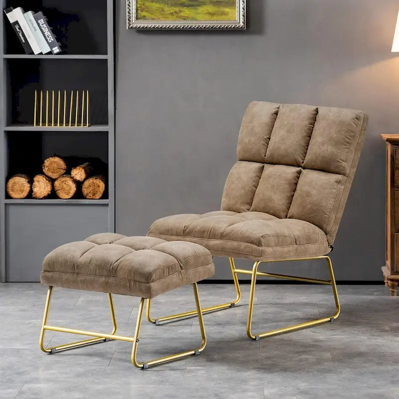 Poltrona Mcombo con pouf, divano lounge, 4013