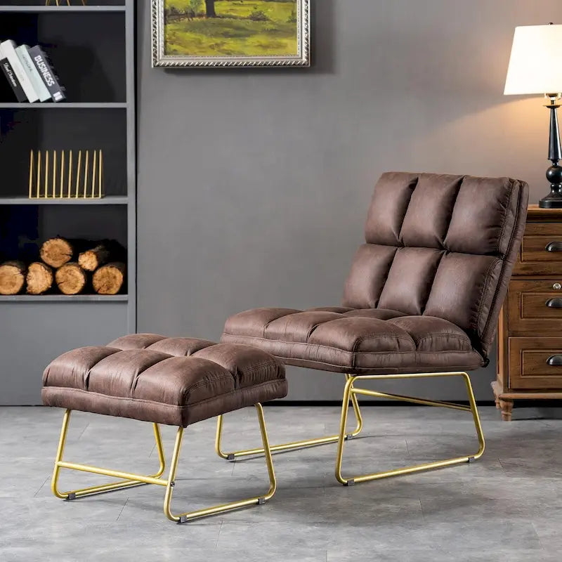 Poltrona Mcombo con pouf, divano lounge, 4013