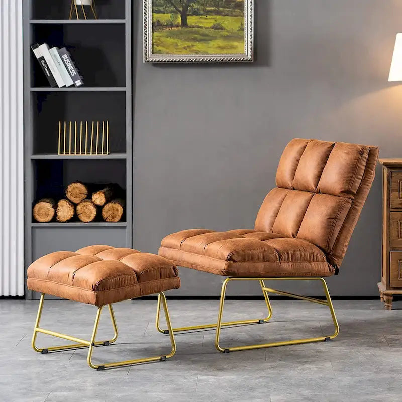 Poltrona Mcombo con pouf, divano lounge, 4013