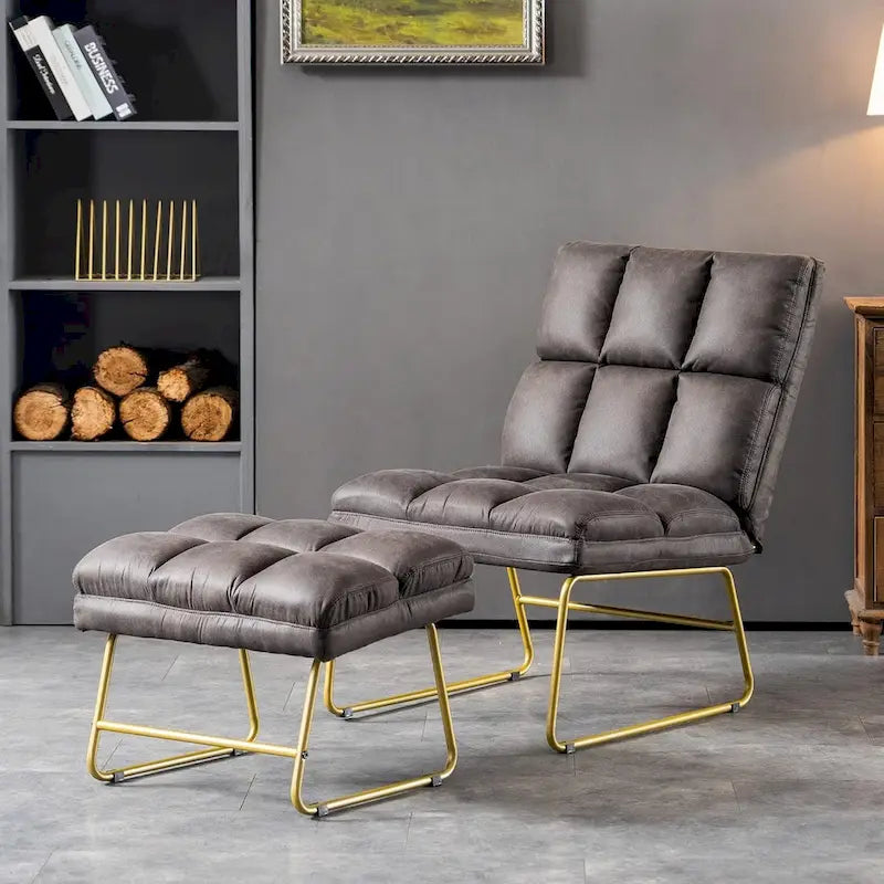 Poltrona Mcombo con pouf, divano lounge, 4013