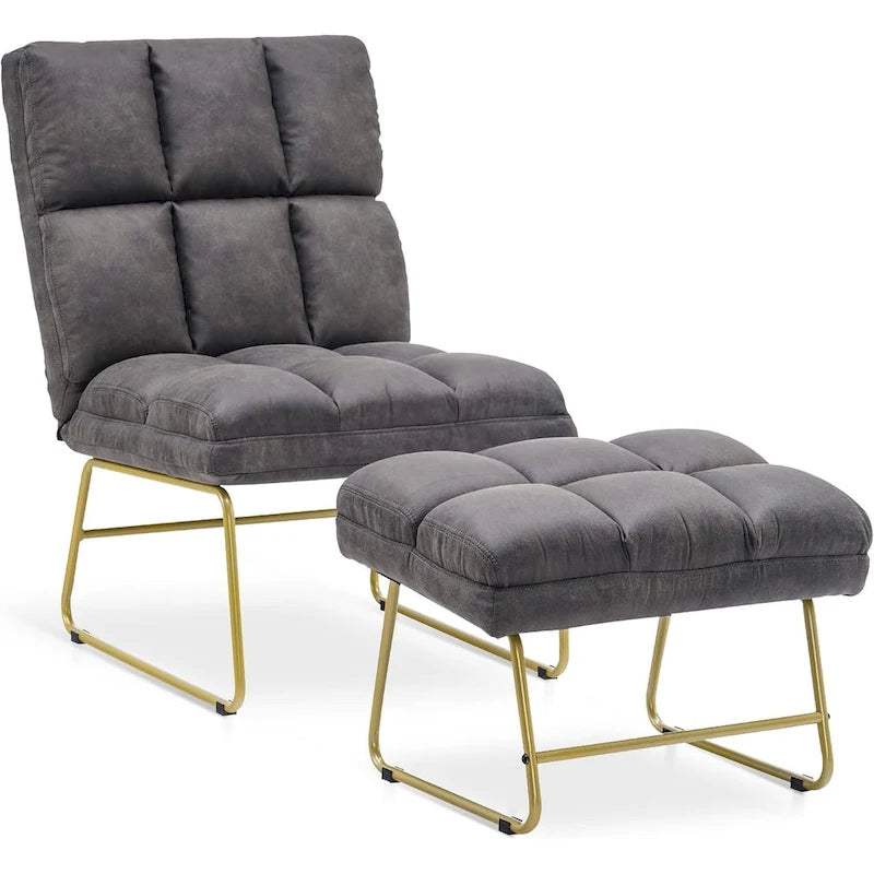 Poltrona Mcombo con pouf, divano lounge, 4013