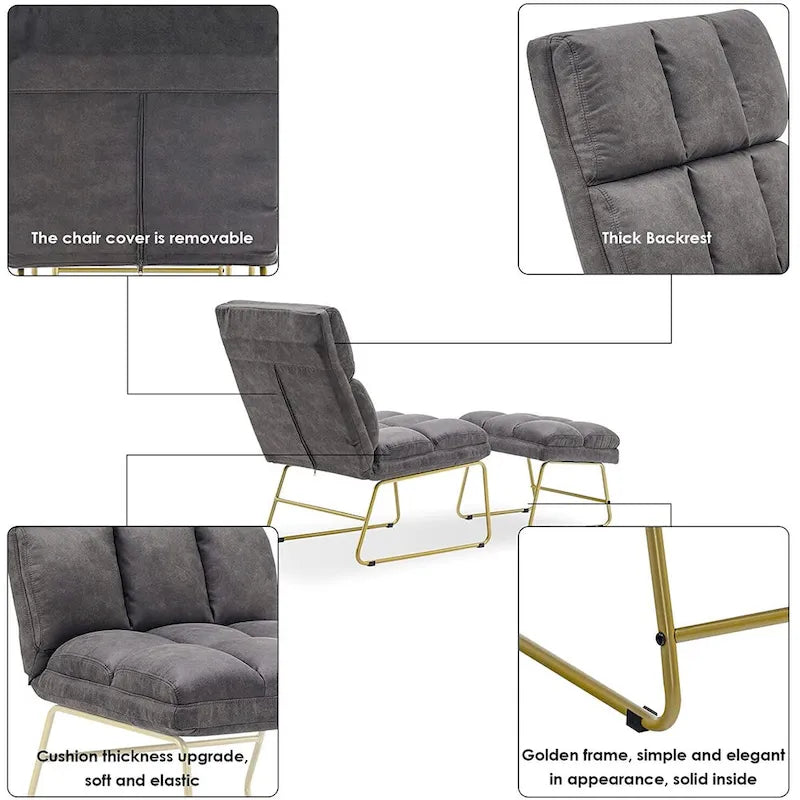 Poltrona Mcombo con pouf, divano lounge, 4013
