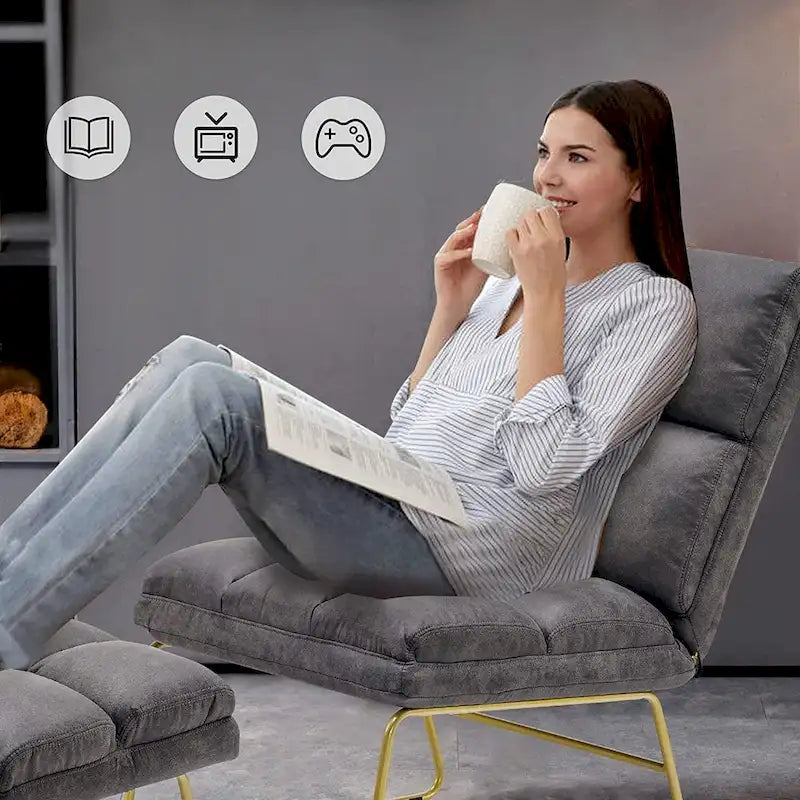 Poltrona Mcombo con pouf, divano lounge, 4013