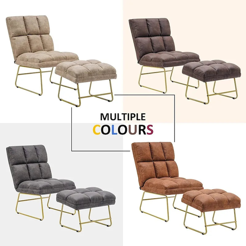 Poltrona Mcombo con pouf, divano lounge, 4013